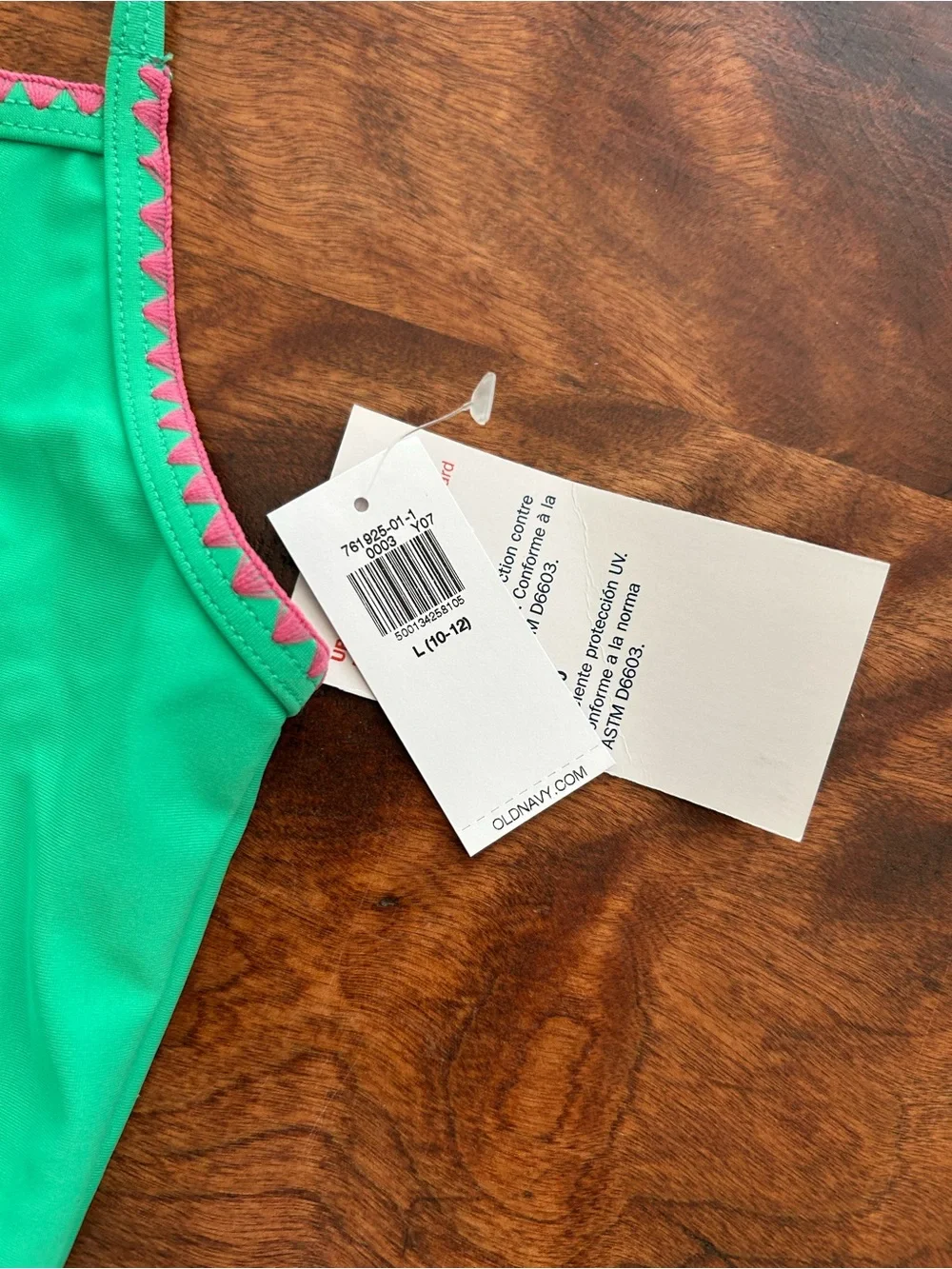 💚 NWT! Old Navy Girls Green One Piece Swimsuit with Pink Trim